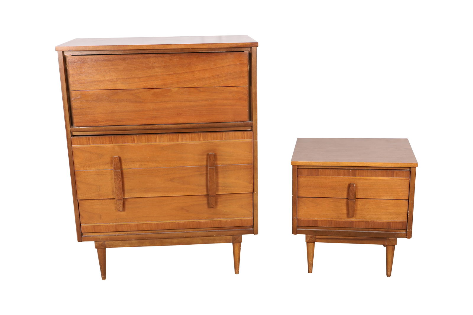 Mid Century Walnut High Chest & End Stand (1 of 4)