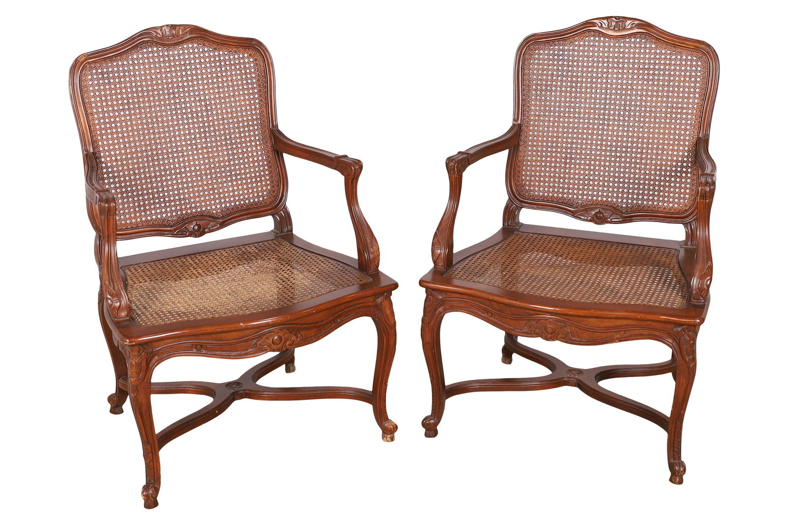 Cane French Style Arm Chairs - Pair (1 of 4)
