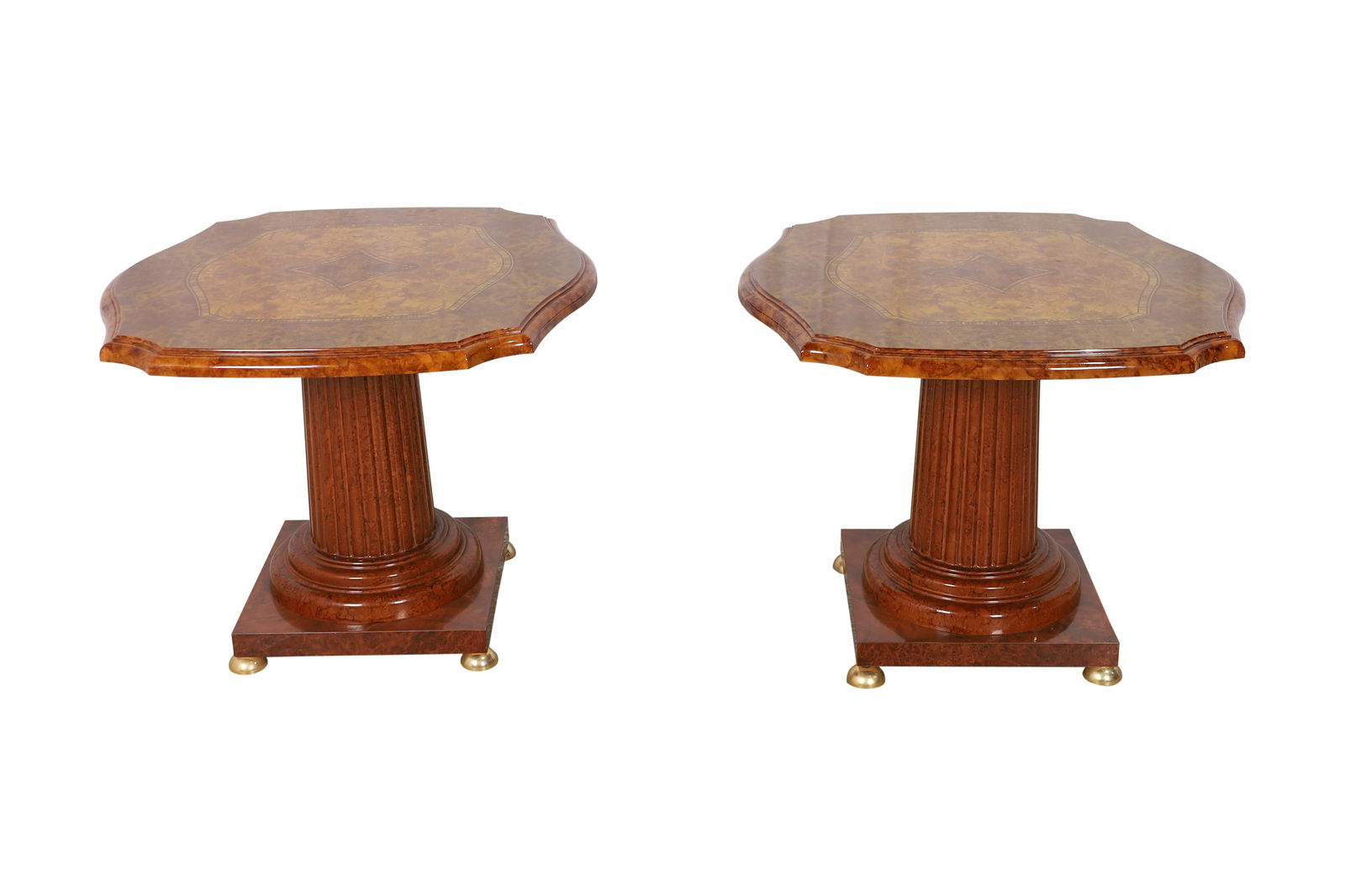 Italian Walnut Inlaid End Tables - Pair (1 of 4)