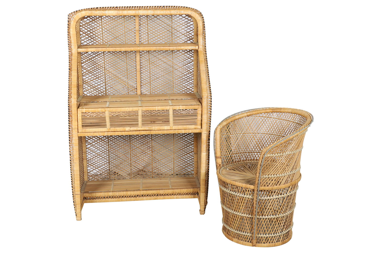 Wicker Shelf & Barrel Chair (1 of 5)