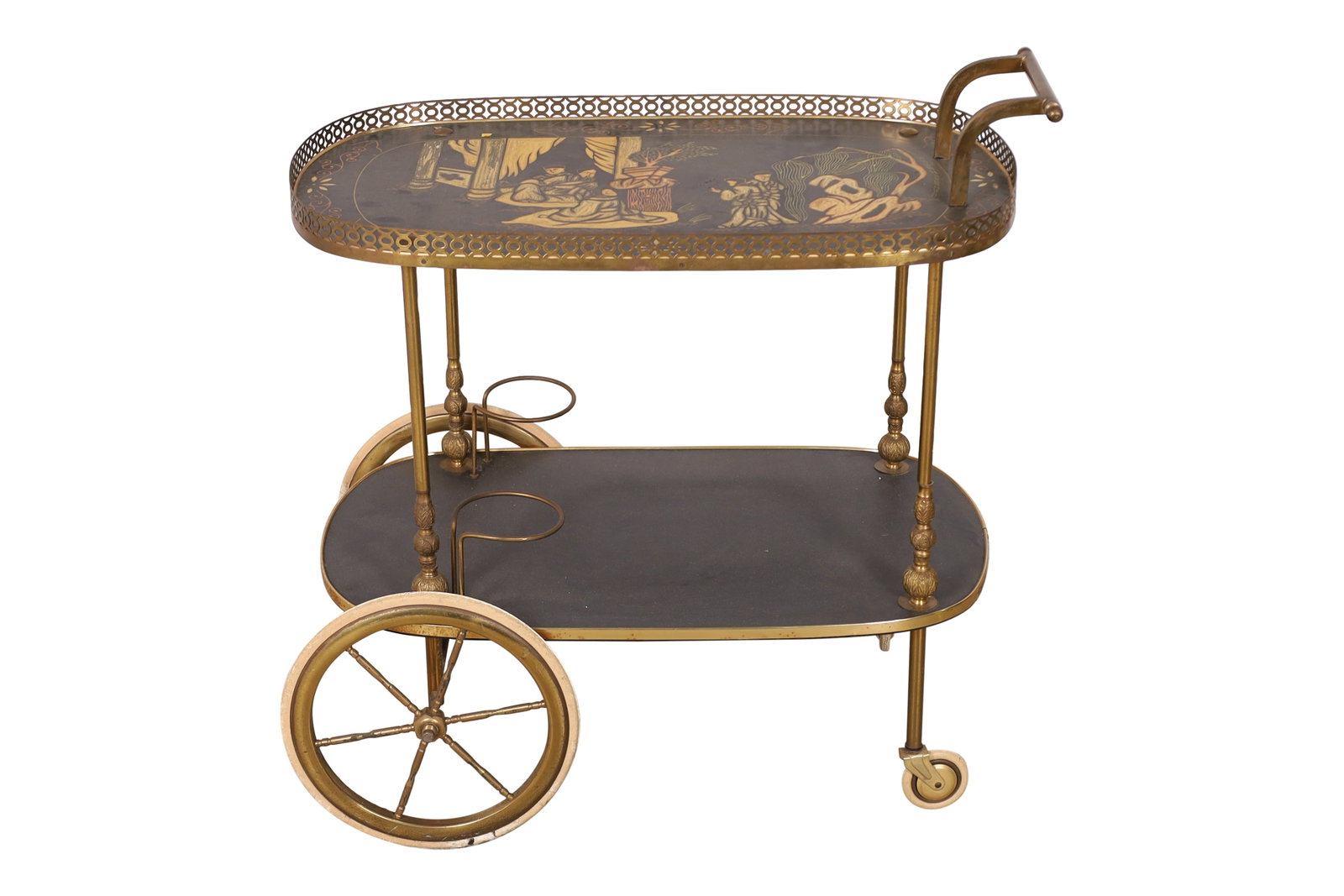 Oriental Design Serving Cart: Oriental Design Serving Cart. Dimensions 29x29x17