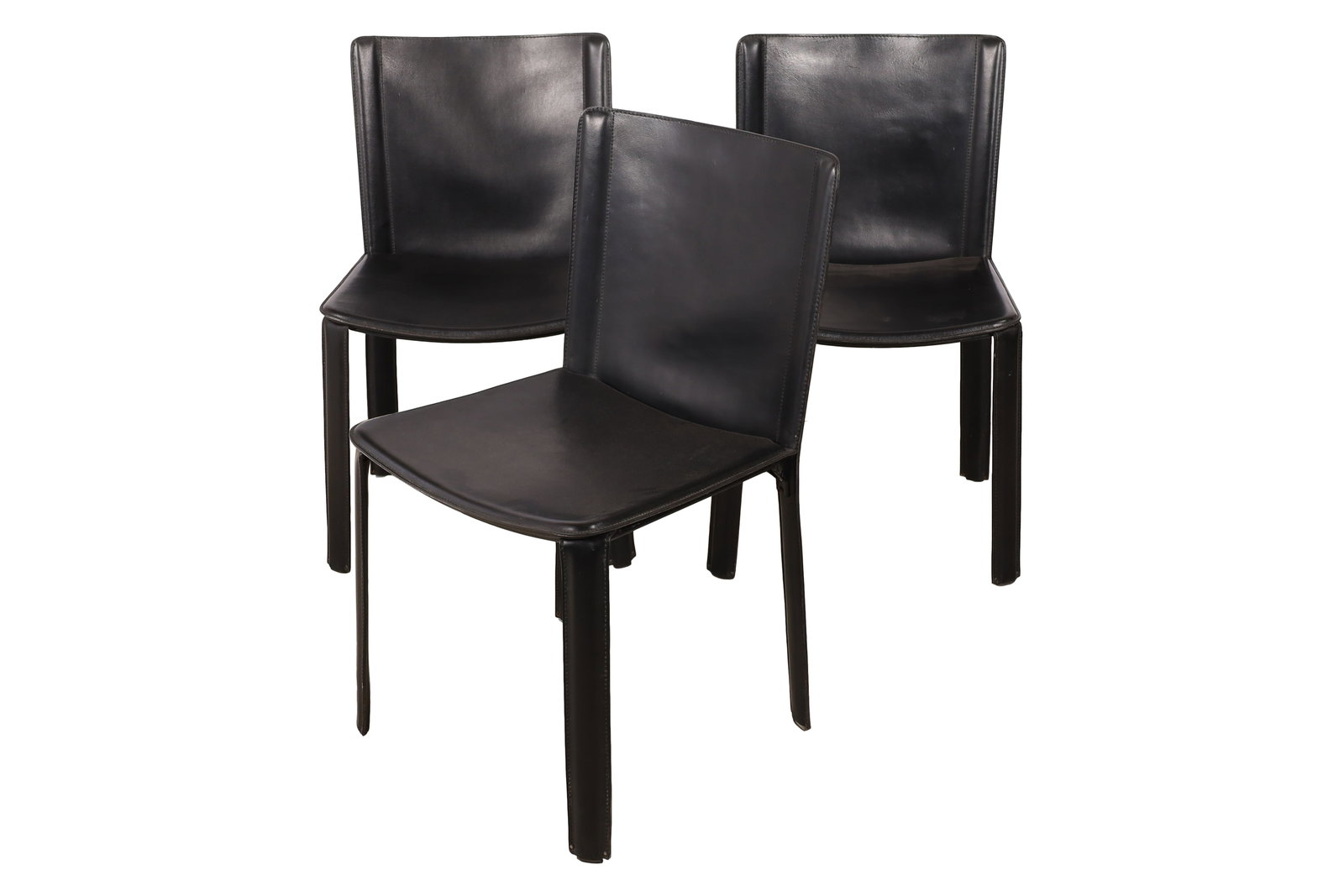 Willy Rizzo - Leather Chairs - 3: Willy Rizzo for Cidue Leather Chairs - 3. Dimensions 32x18x17