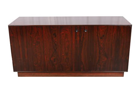 George Nelson - Rosewood Compact Credenza: George Nelson Thin Edge Rosewood Compact Credenza on base. Dimensions 27.5x56x18.5