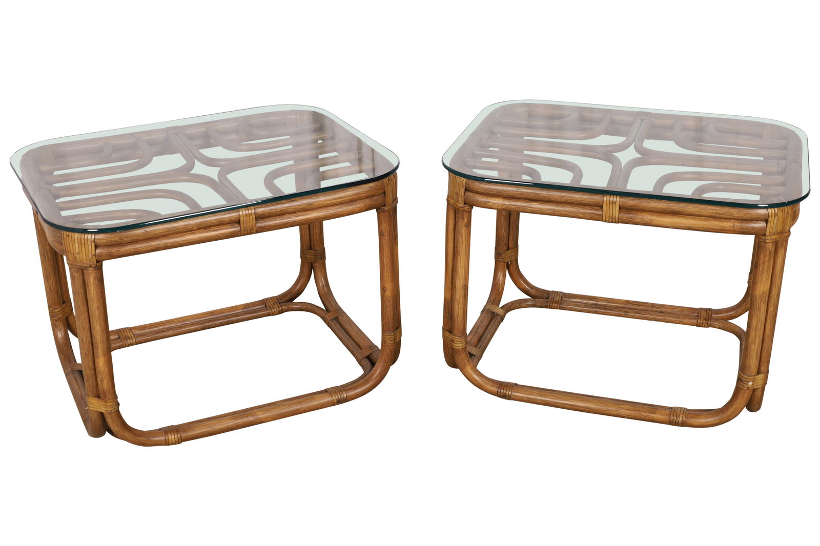 Rattan End Tables - Pair (1 of 3)