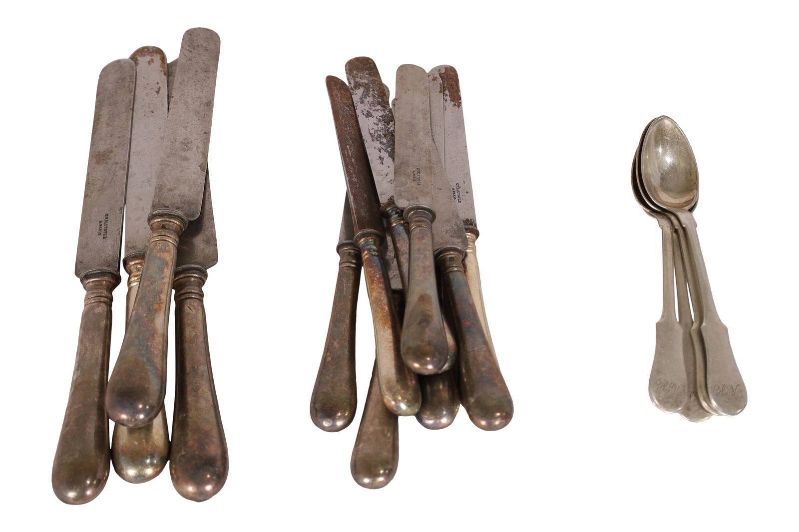 12 Cristofle Knives & 4 Coin Silver Teaspoons (1 of 5)