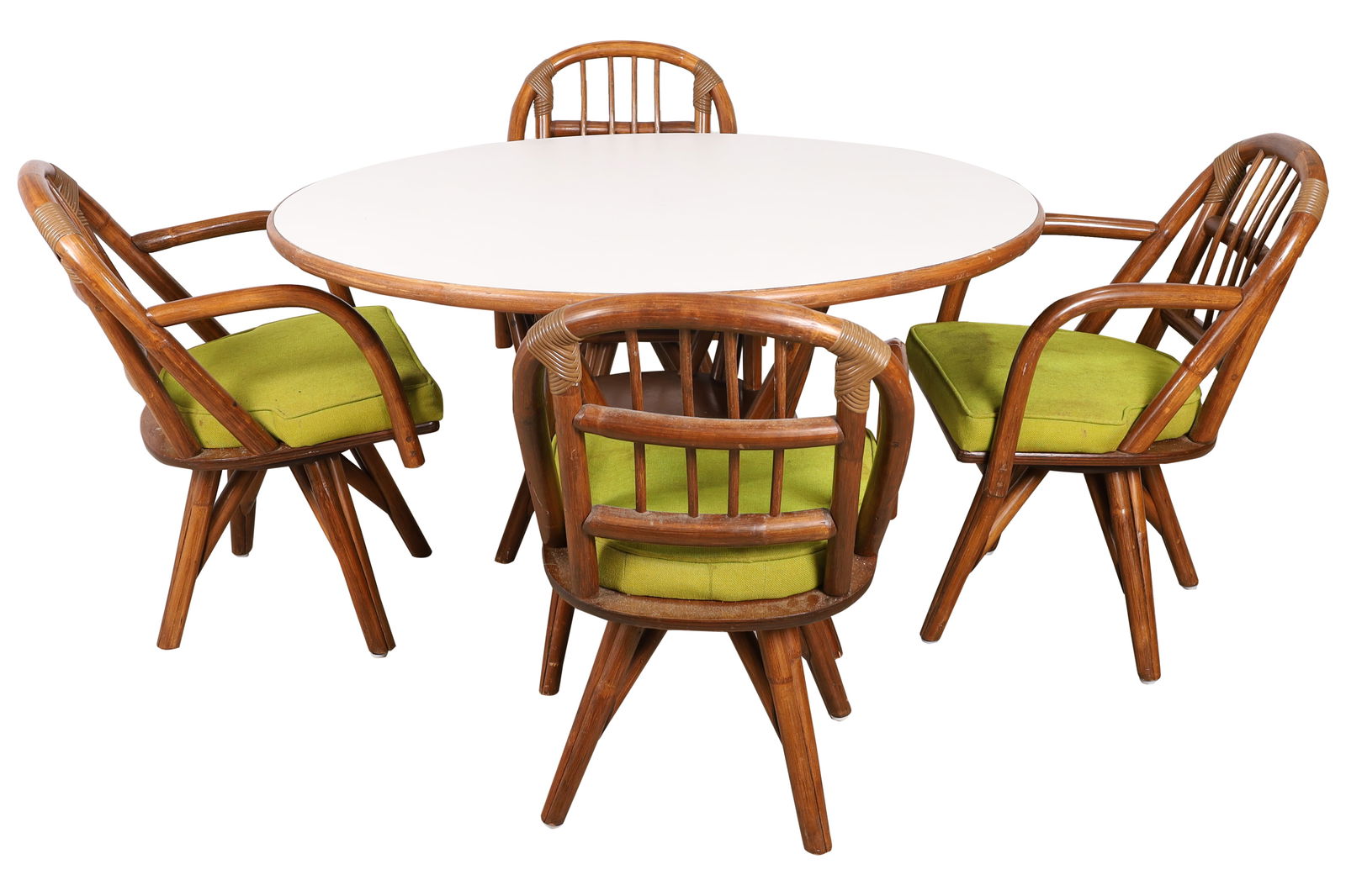 Rattan Table and 4 Swivel Chairs (1 of 6)