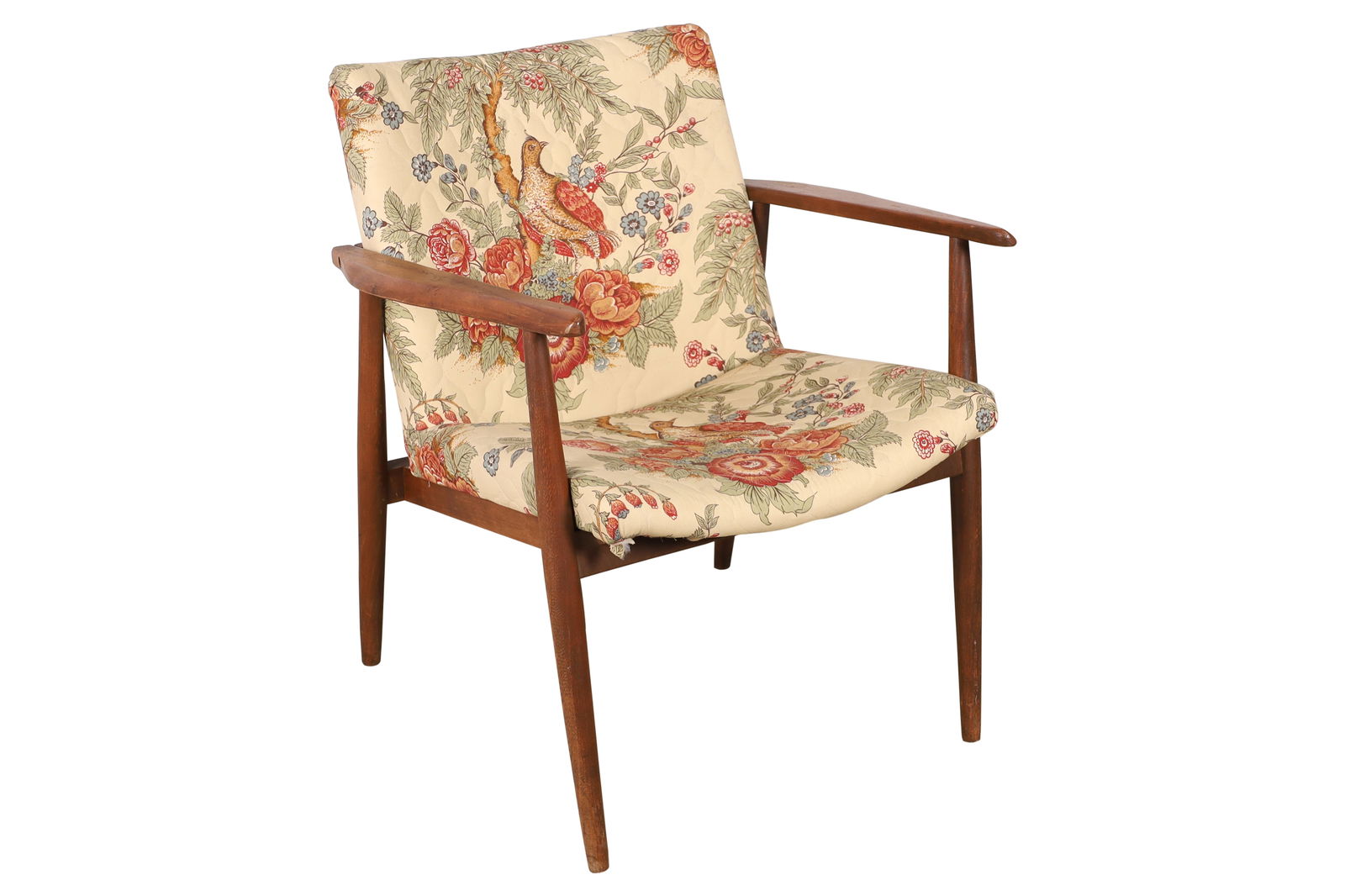 Mid Century Sculpted Walnut Arm Chair (1 of 4)