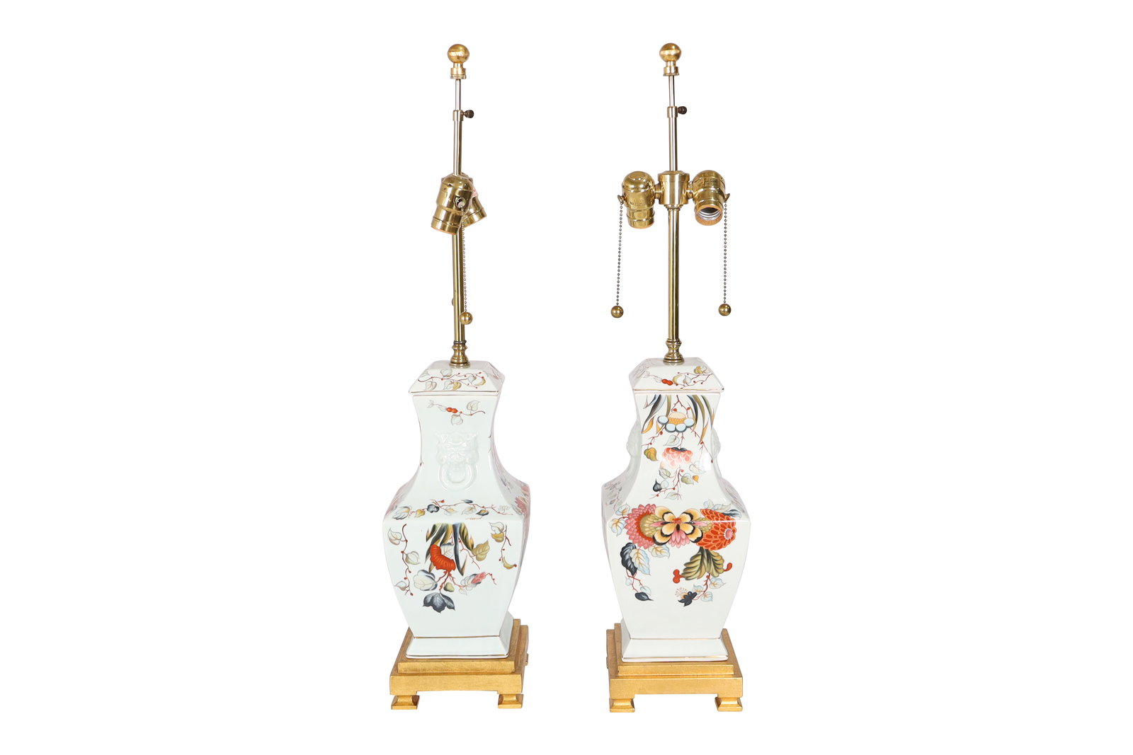 Oriental Style Porcelain Lamps - Pair (1 of 3)