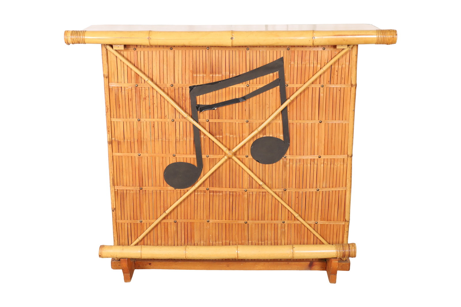 Mid Century Rattan Bar: Mid Century Rattan Bar. Dimensions 42.5x51x17