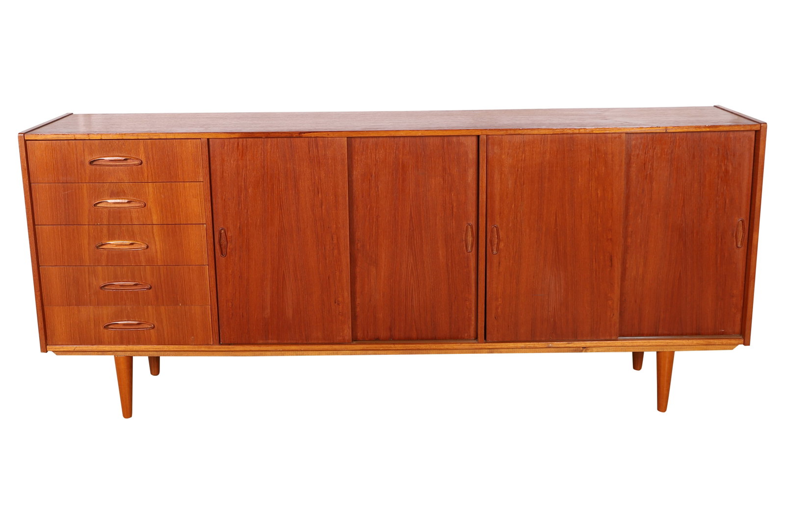 Danish Teak Credenza: Danish Teak Credenza. Dimensions 33x78.5x15.5