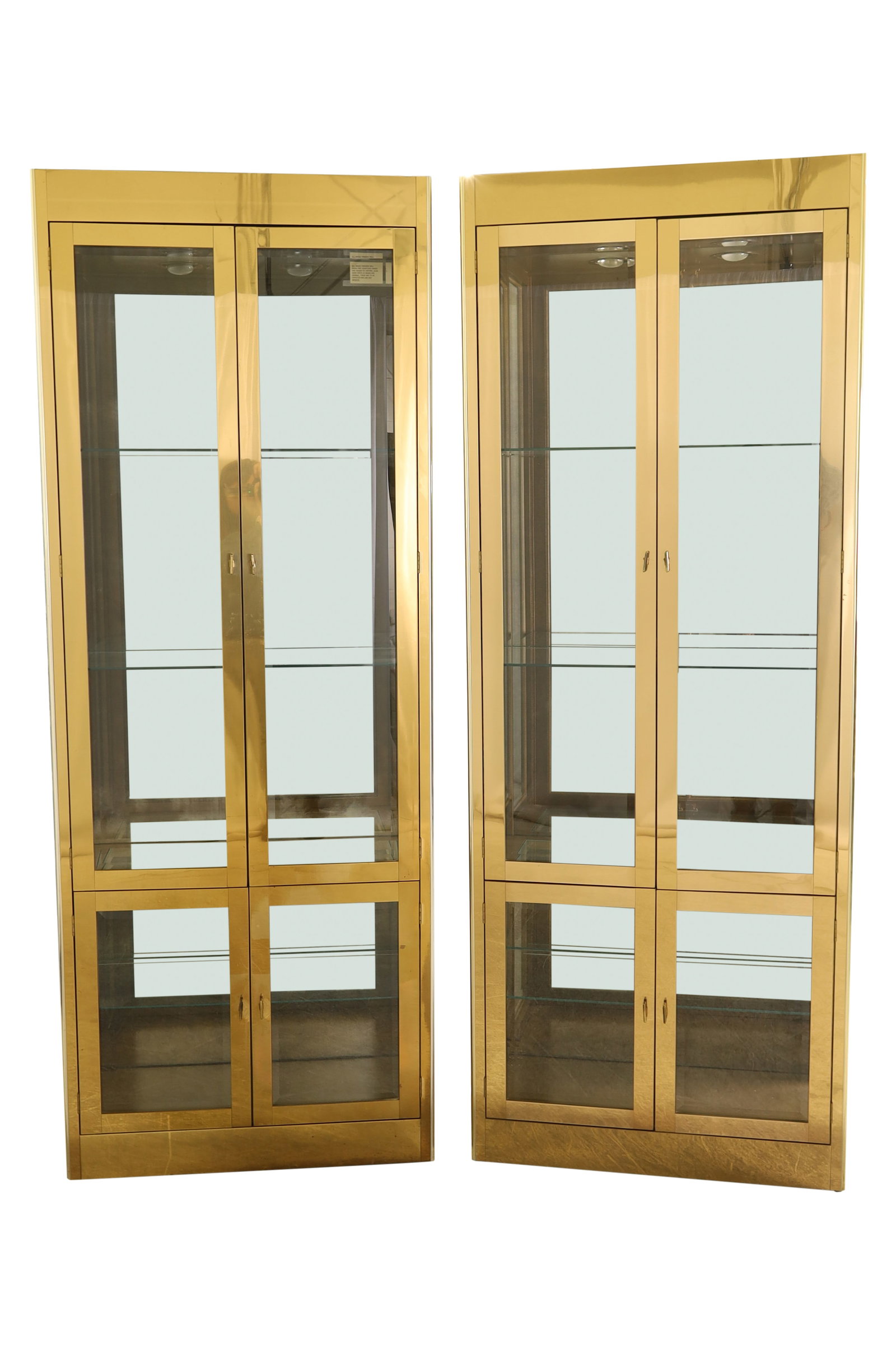 Mastercraft Brass Curio Cabinets - Pair (1 of 5)