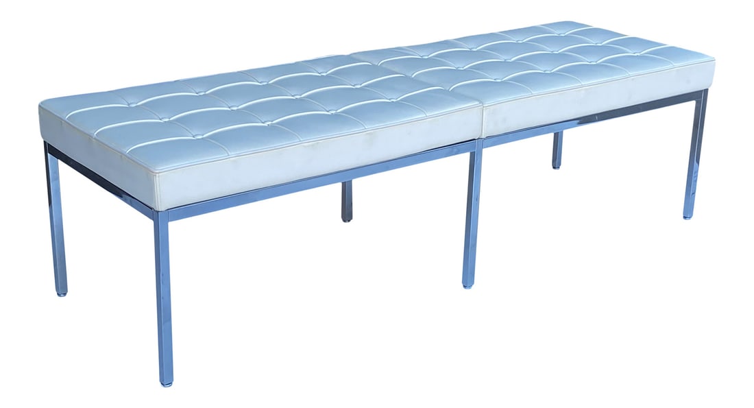 Knoll White Leather Bench (1 of 12)