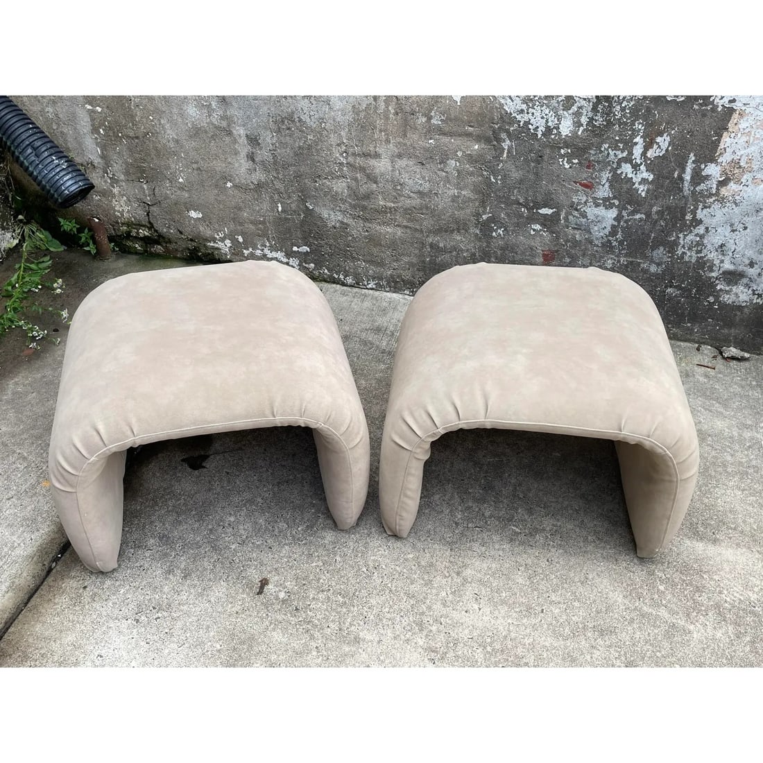 Karl Springer Style Waterfall Suede Bench - Pair (1 of 2)