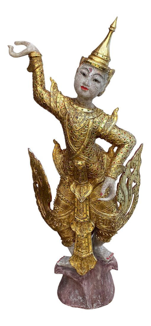 Giltwood Burmese Angel Statue (1 of 4)