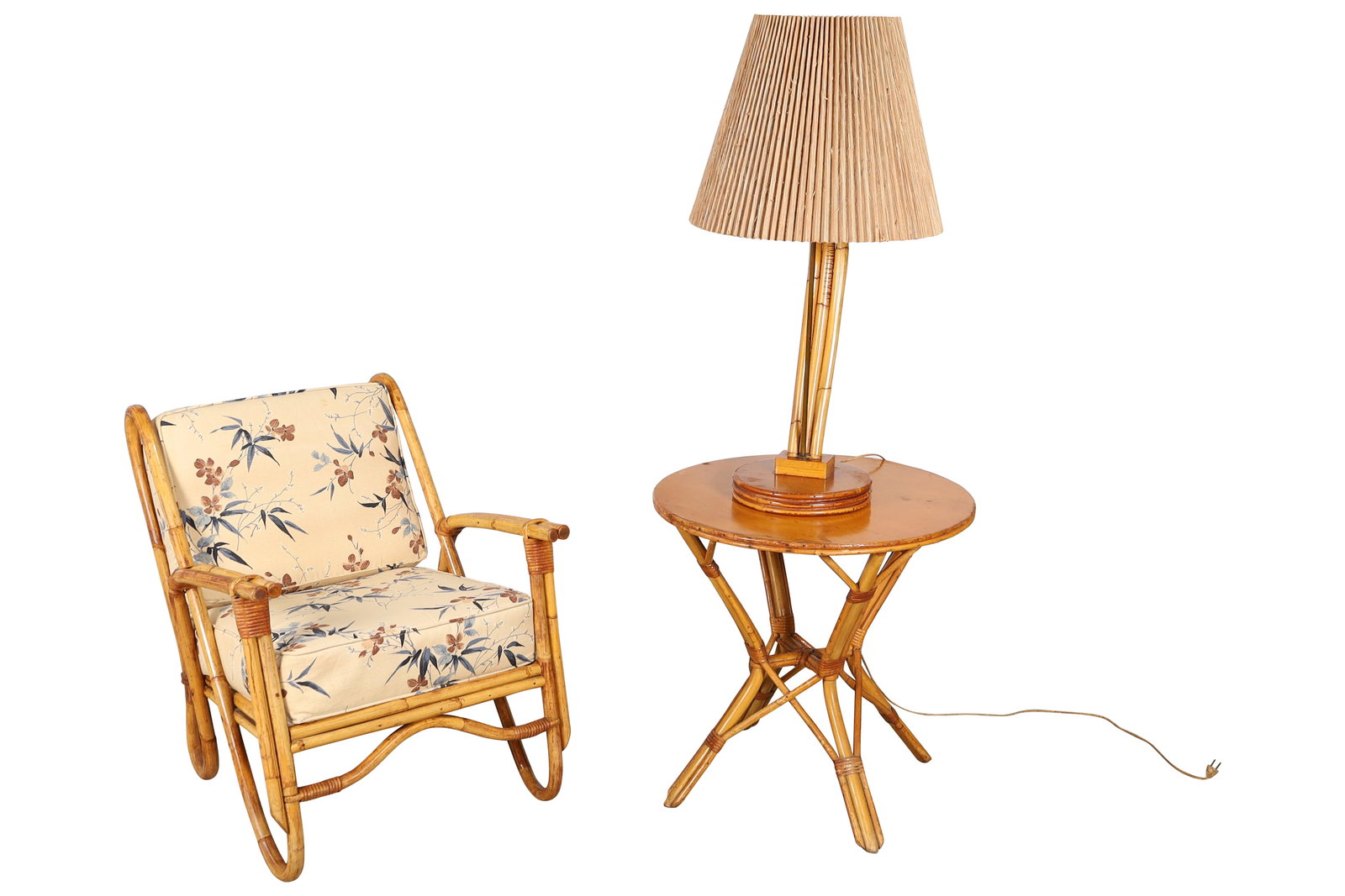 Rattan Chair, Table & Lamp: Rattan Chair, Table & Lamp. Dimensions 31x26x26