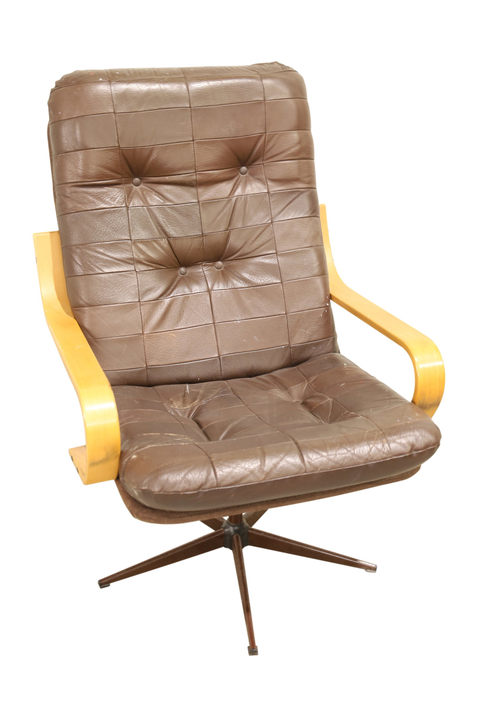 Danish Bentwood Leather Lounge Chair: A Danish bentwood leather lounge chair Dimensions:37x27x32