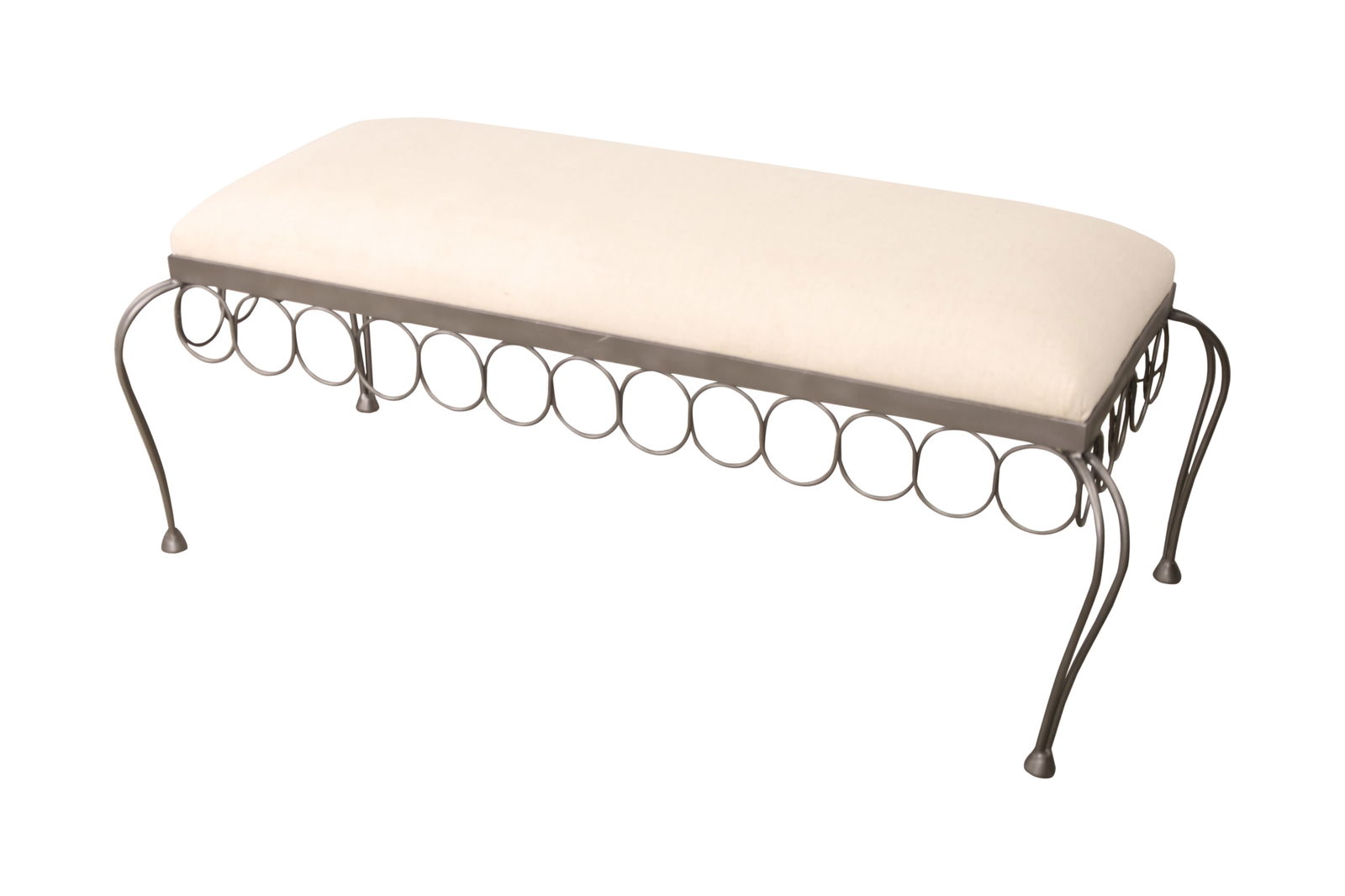 Wrought Iron Bench: A wrought iron bench. Dimensions:21x52x23