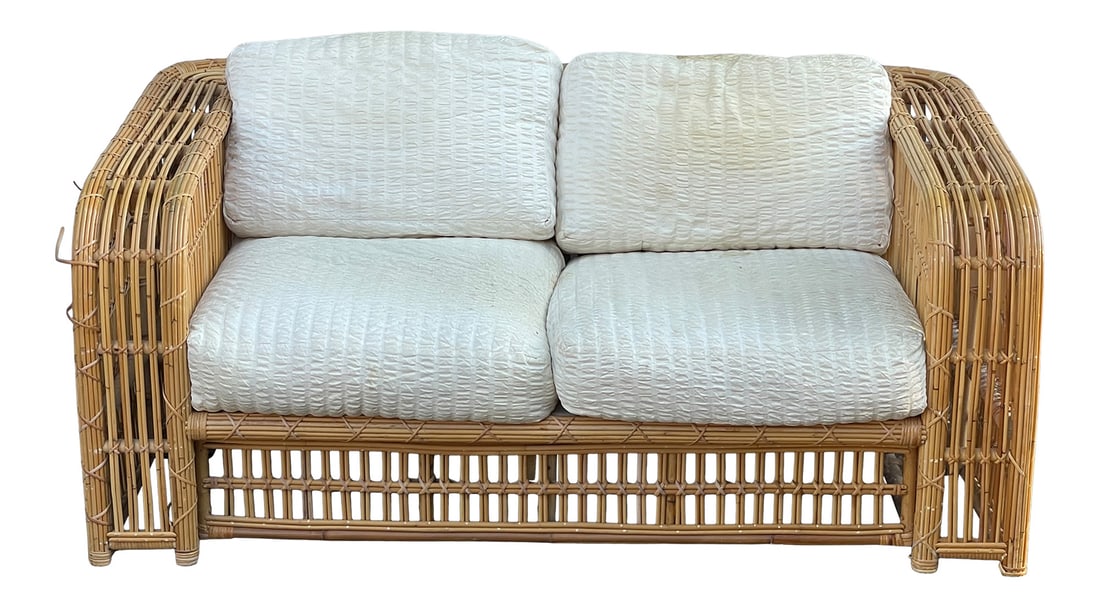 Split Reed Rattan Love Seat (1 of 3)