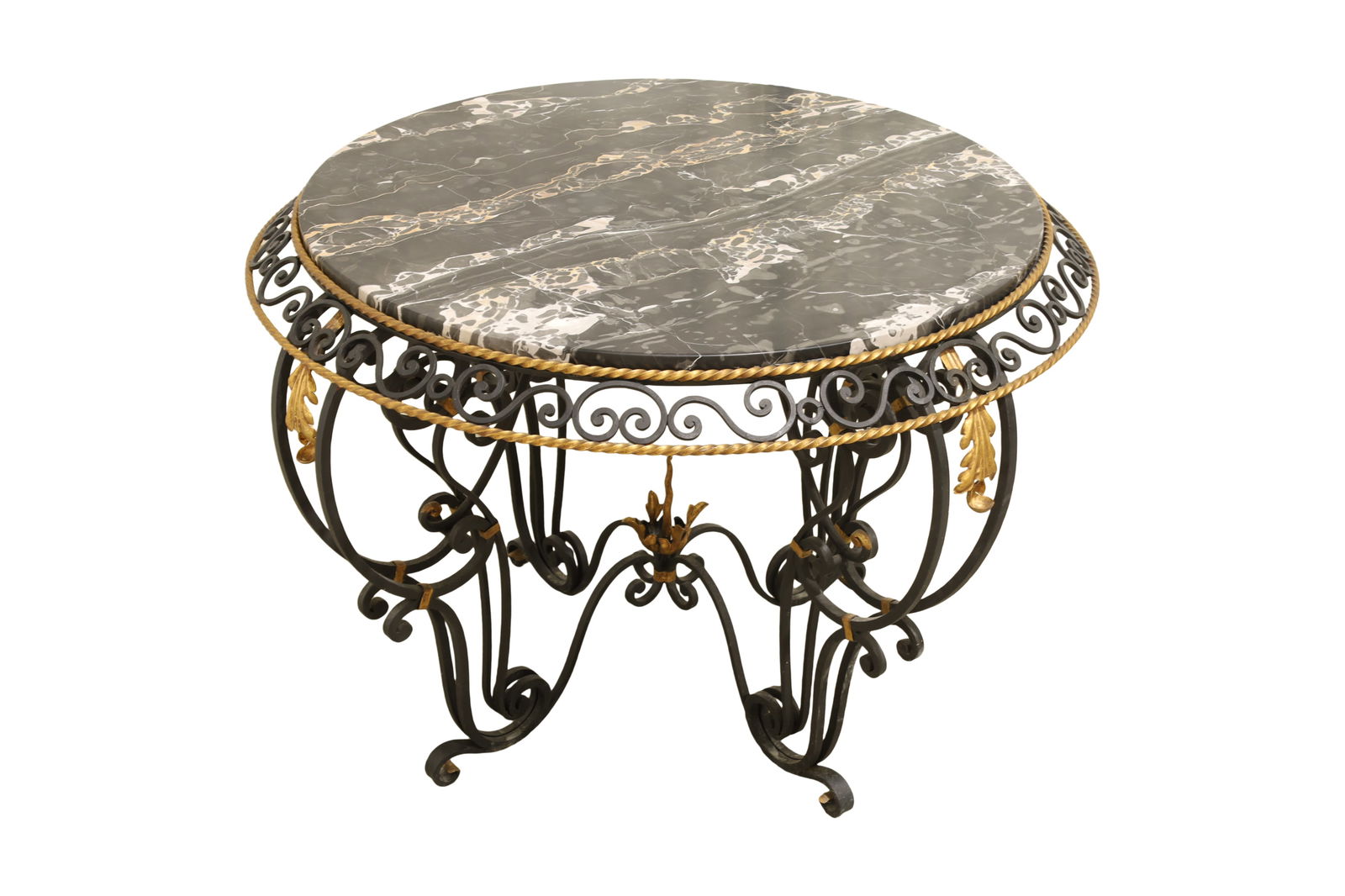 French Art Deco Style Iron and Marble Top Table (1 of 8)
