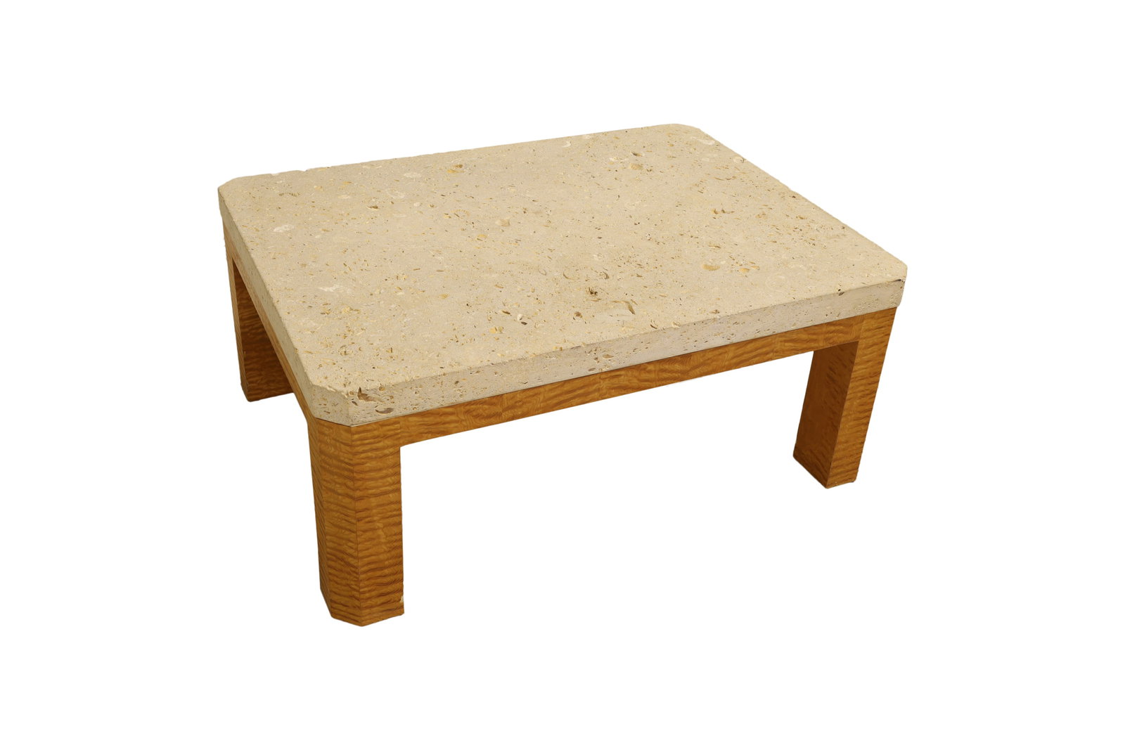 Fossilized Travertine Marble Coffee Table: A maple and fossilized travertine marble coffee table Dimensions:15x40x30
