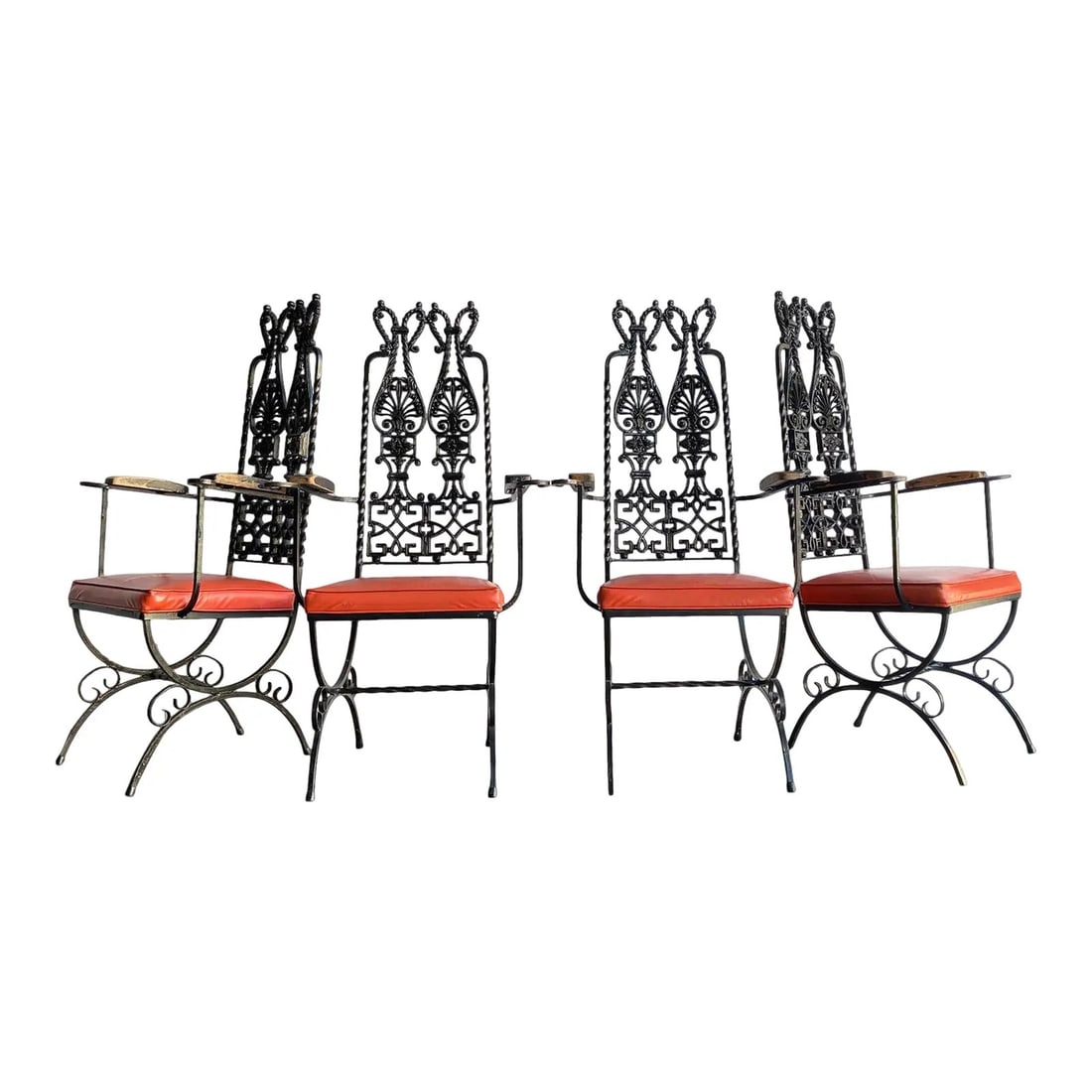 Mid Century Wrought Iron Dining Arm Chairs - 6 (1 of 4)