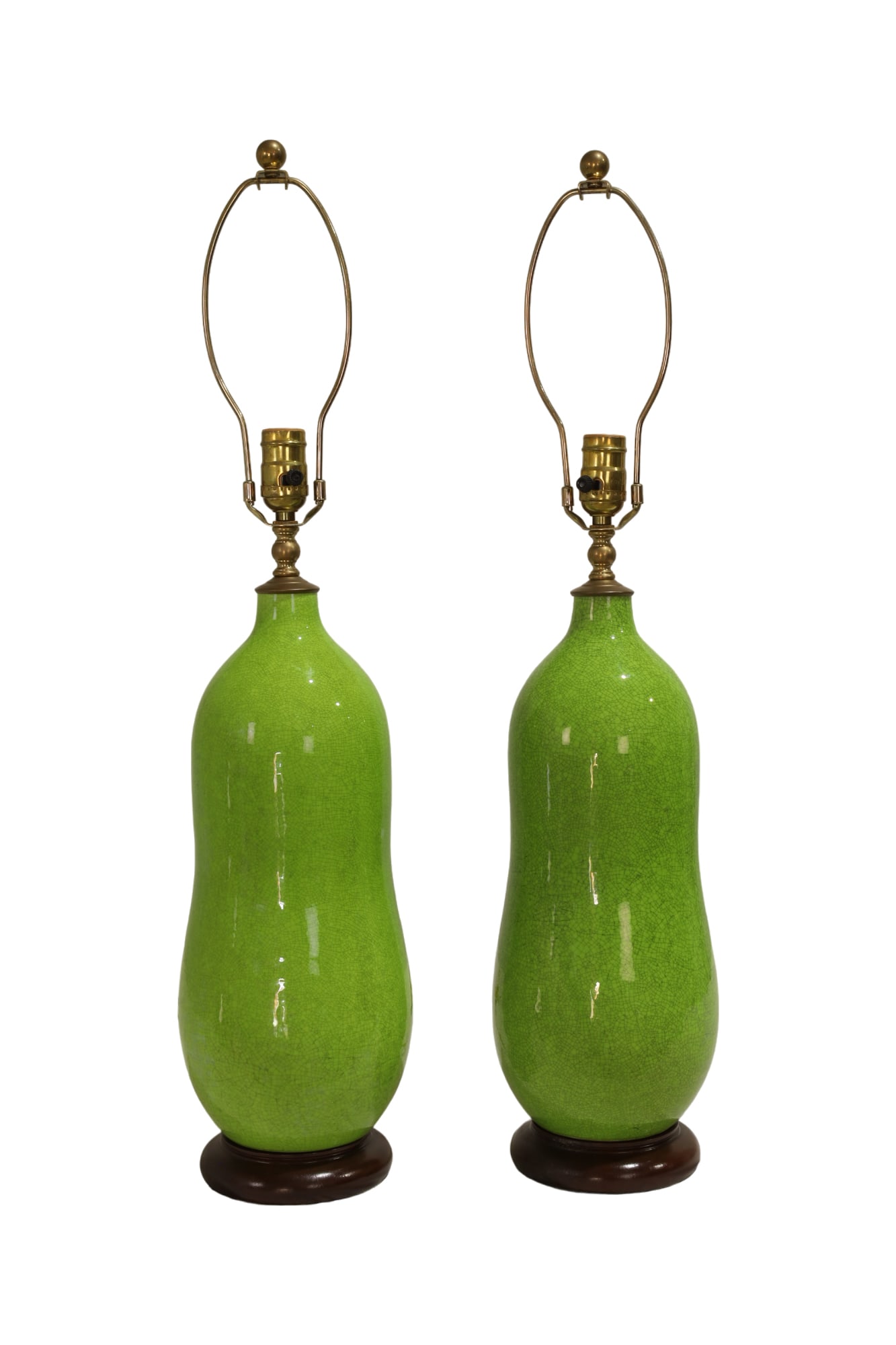 Mid Century Modern Gourd Pottery Lamps - Pair (1 of 7)