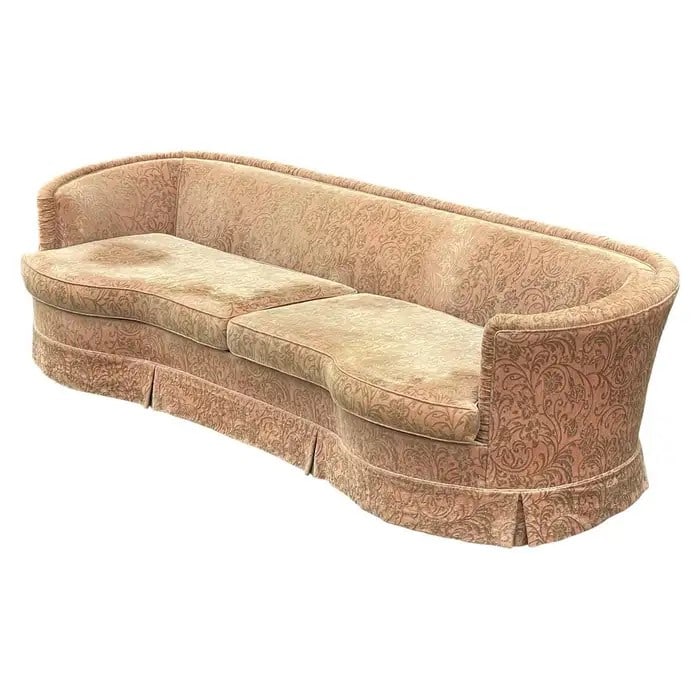1960's Wormly Style Sofa: A 1960's Wormly style rounded sofa Dimensions:28x109x41