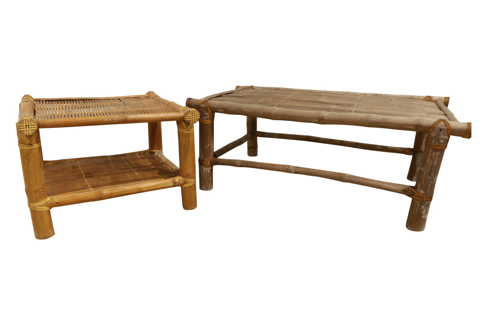 Bamboo Coffee & End Table: A thick bamboo coffee table and end table Coffee Table Dimensions:20.5x54x32 End Table Dimensions:21x28x29