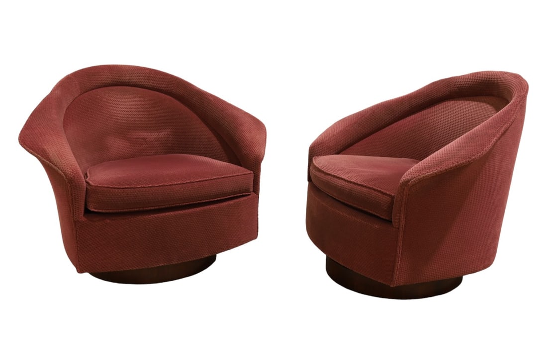 Adrian Pearsall Tilt & Swivel Chairs - Pair: A pair of Adrian Pearsall tilt and swivel chairs Dimensions:30x36x29