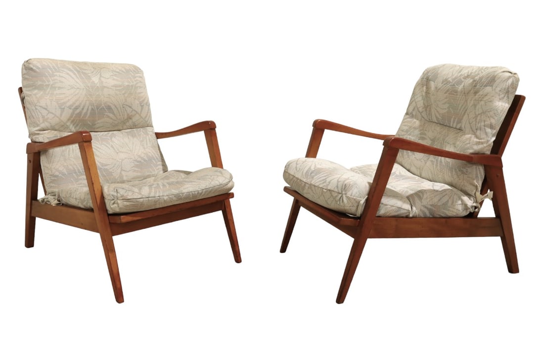 Mid Century Modern Maple Lounge Chairs - Pair (1 of 10)