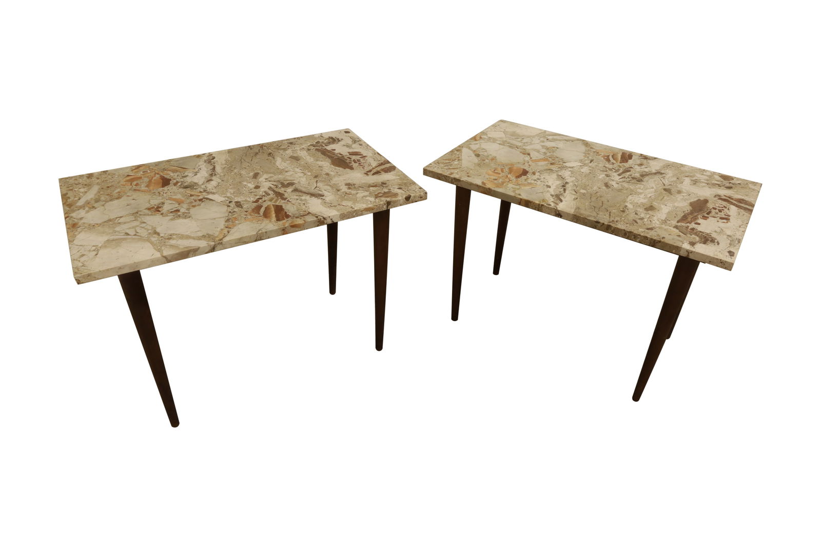 Mid Century Danish Style Marble Top Tables - Pair (1 of 10)