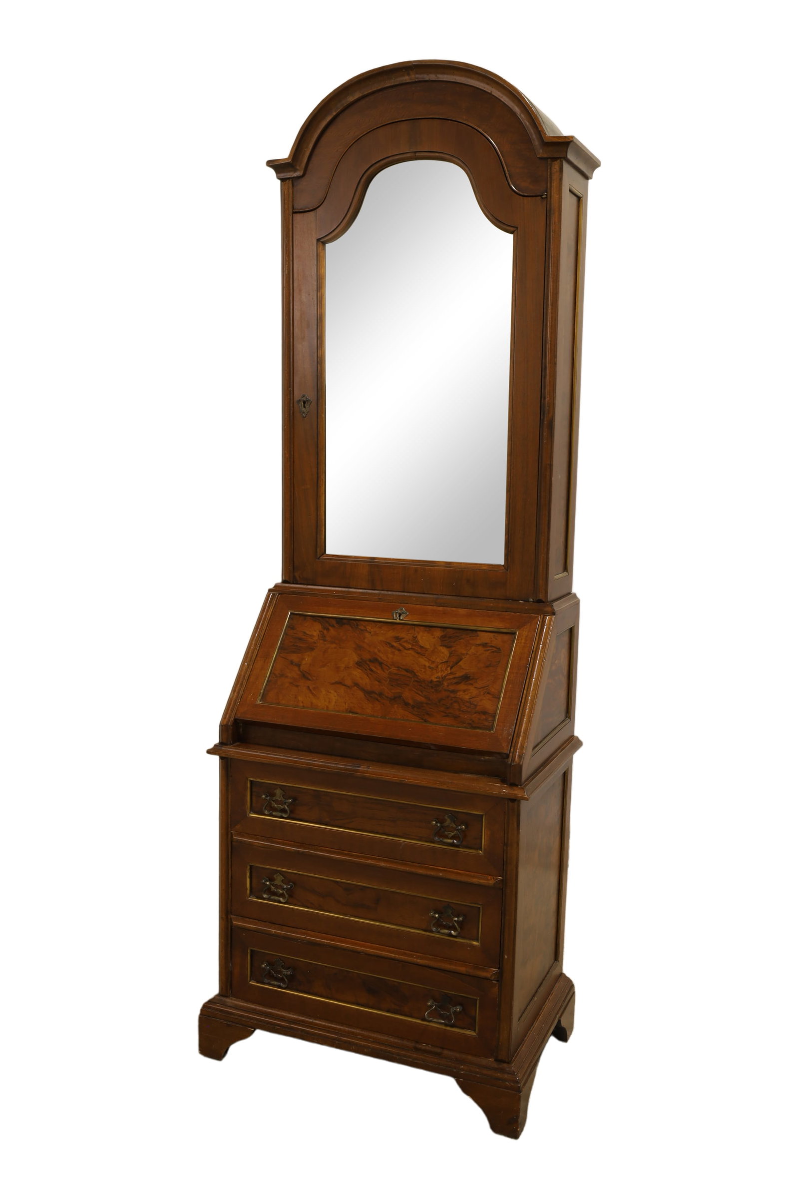 Walnut 2 Part Diminutive Secretary: A walnut 2 part single dome diminutive secretary Dimensions:72x22.5x16