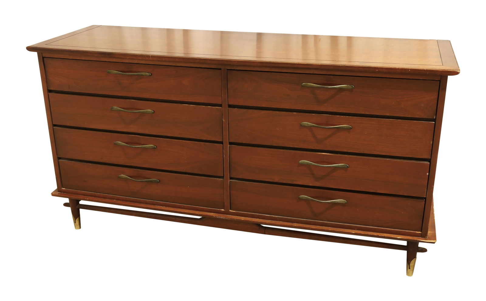 Lane Walnut Mid Century Double Dresser (1 of 11)