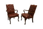 Crooked Arm Tufted Library Chairs - Pair