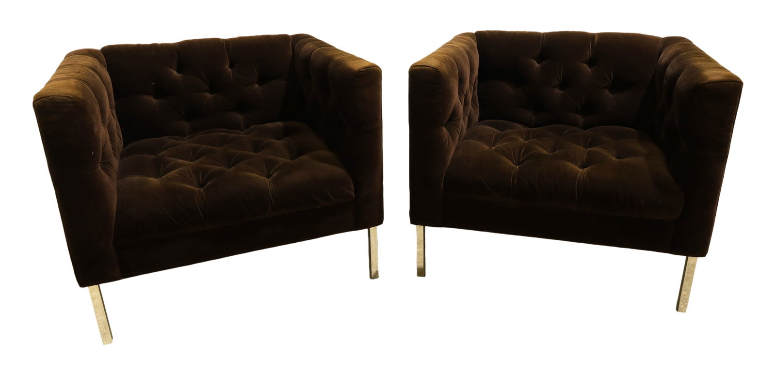 Jonathan Adler  Chrome & Velvet Cube Chairs - Pair (1 of 8)