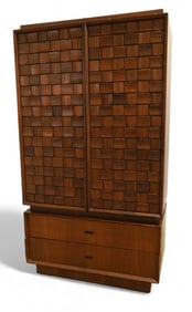 Walnut Brutalist 2 Part High Chest