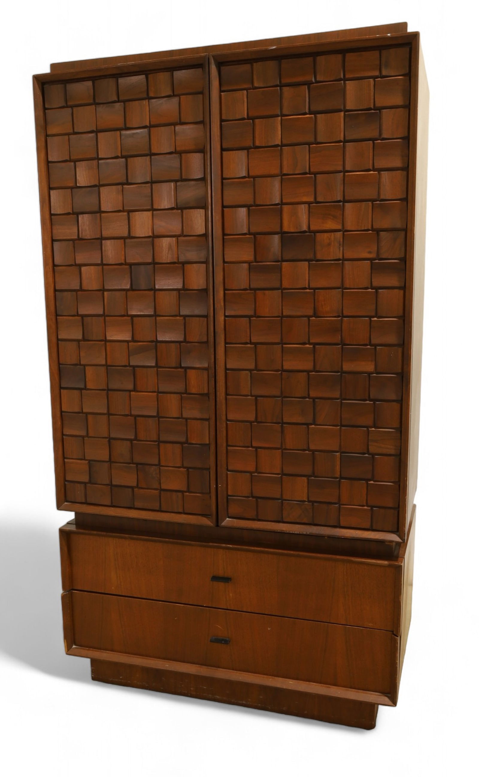 Walnut Brutalist 2 Part High Chest (1 of 8)