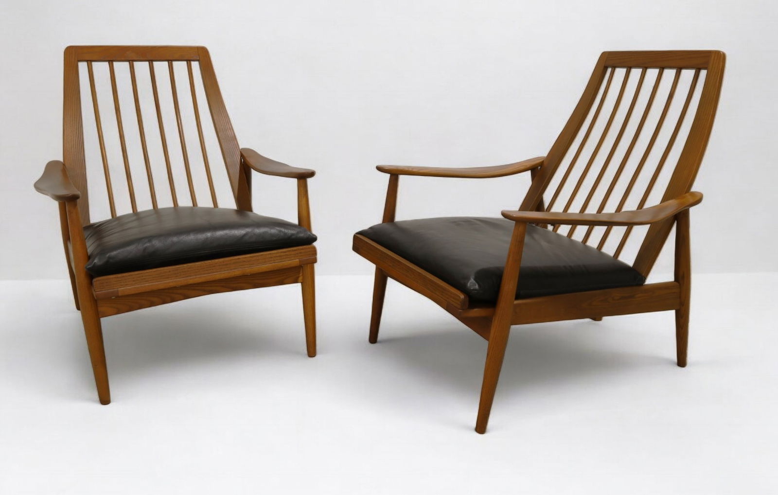 Mid Century  Sculpted  Arm Lounge Chairs - Pair (1 of 10)