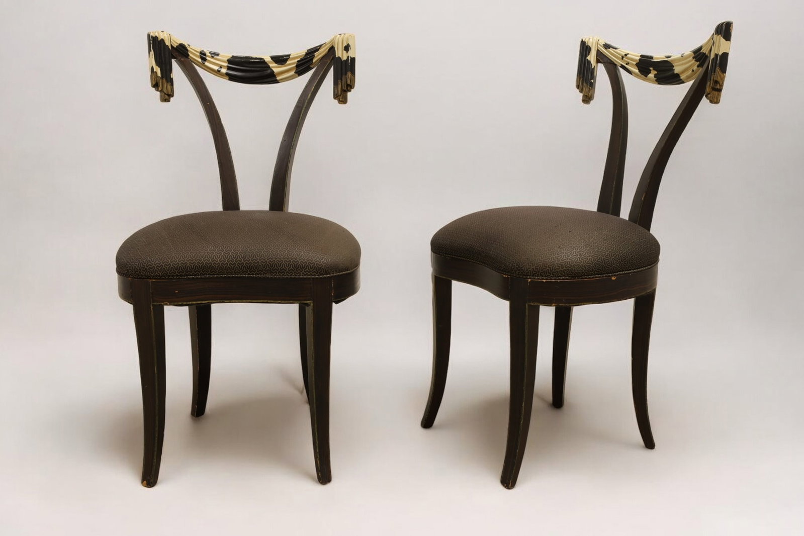 Grossfiled House Draped Side Chairs - Pair: A pair of Grossfield House draped side chairs