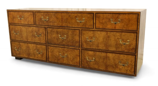 John Widdicomb Campaign Style Burl  Long Dresser