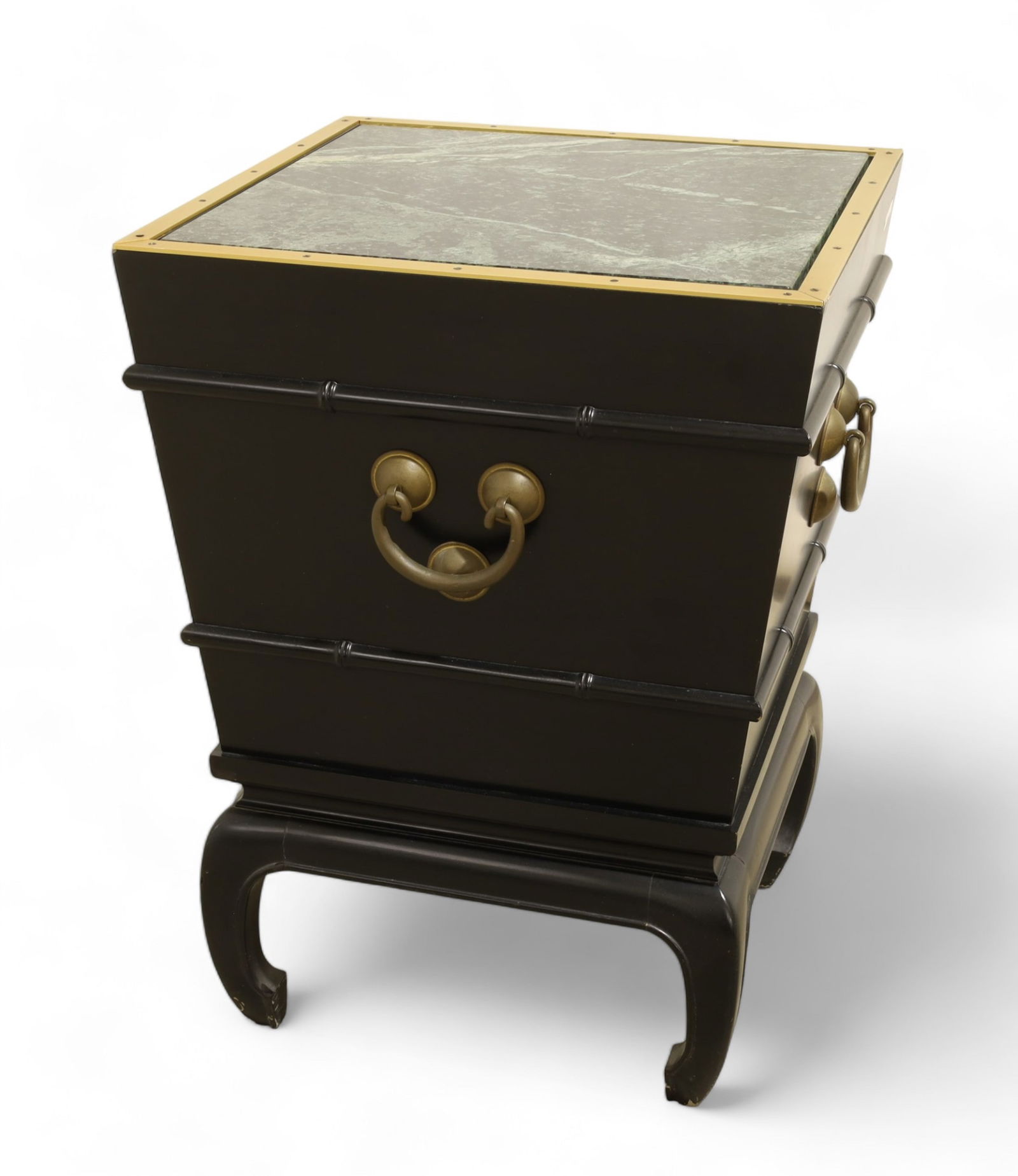 Ebony, Brass & Marble Chinoiserie End Table (1 of 8)
