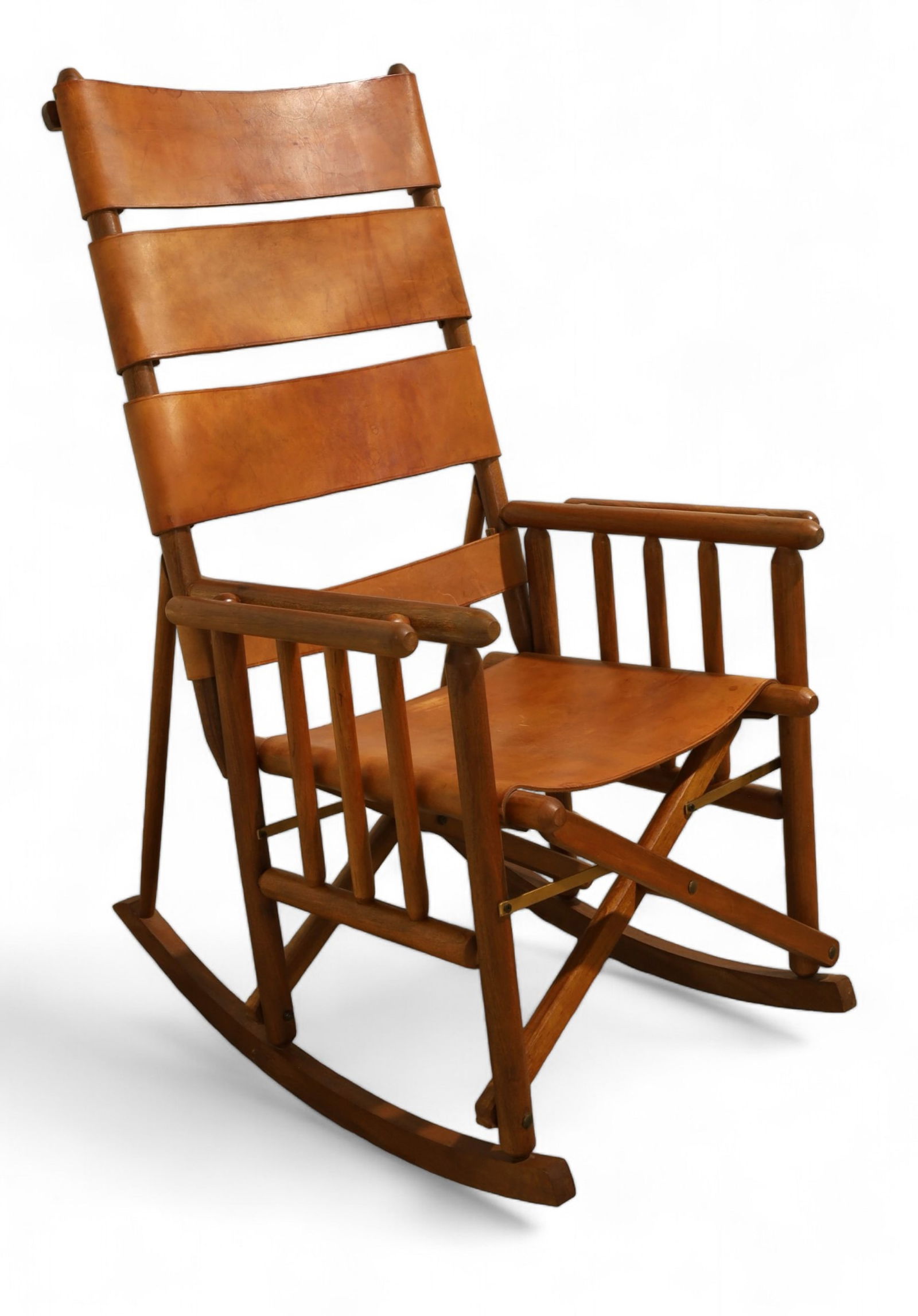 Mid Century Modern Leather Safari Rocker (1 of 12)