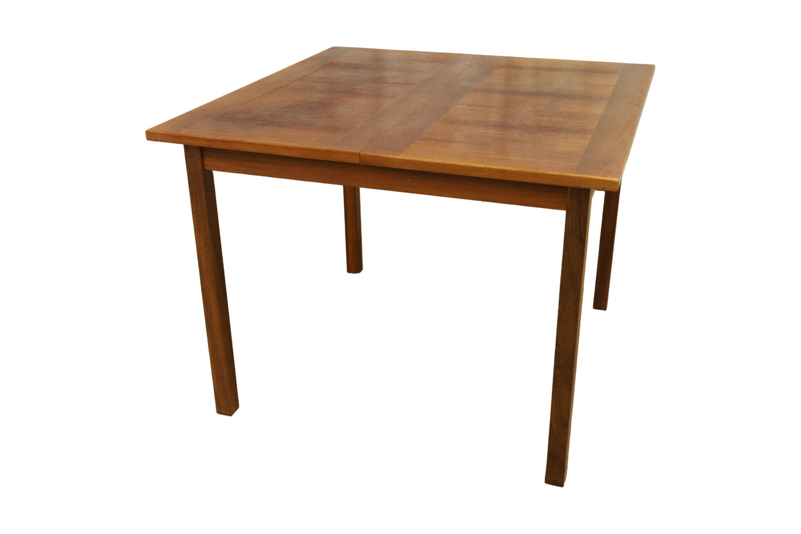 Teak Dining Table: A teak dining table with 1 self contained leaf Dimensions:29x38x38 Leaf:20