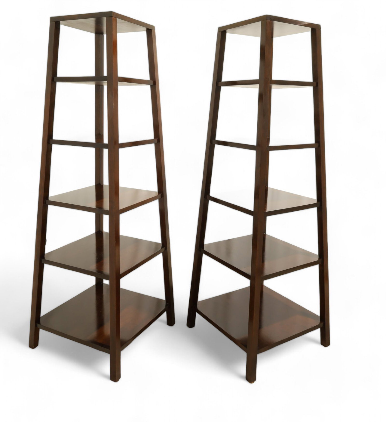 Stickley Etageres - Pair: A pair of Stickley graduated tired etageres Dimensions:72x24x24