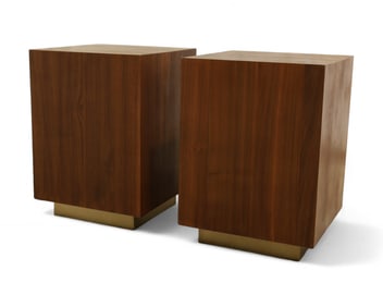 Walnut Cube Tables - Pair