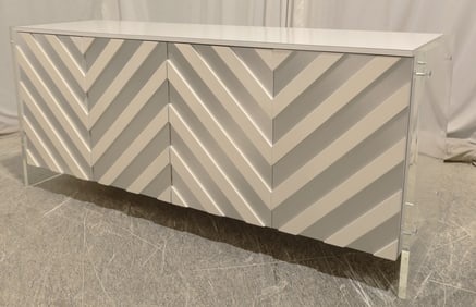 Chevron Style  Credenza with Lucite Sides