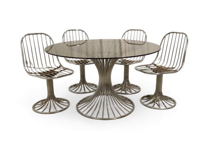 Italian Gastone Rinaldi Chrome & Glass Kitchen Set - 5 Pcs