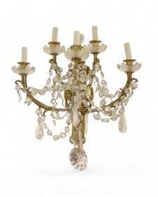 Antique Bronze & Crystal Wall Sconce