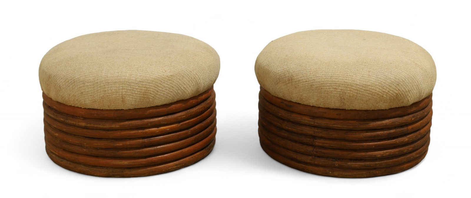 Frankl Style Bamboo Rattan Ottomans - Pair (1 of 5)