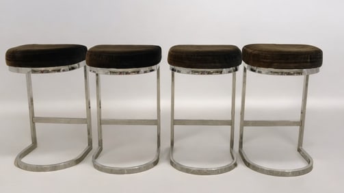 Milo Baughman Style Bar Stools - 4